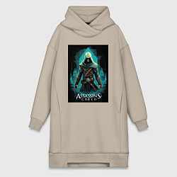 Женская толстовка-платье Assassins creed изумрудный туман