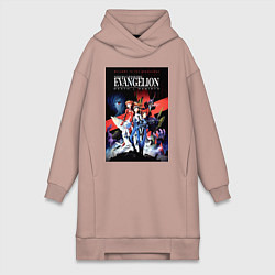 Женское худи-платье Рей Аянами Аска Лэнгли Сорью, цвет: пыльно-розовый