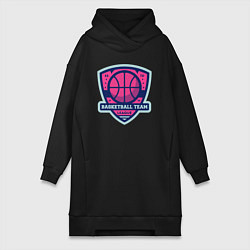 Женское худи-платье Баскетбольная командная лига, цвет: черный