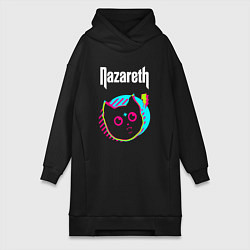 Женское худи-платье Nazareth rock star cat, цвет: черный