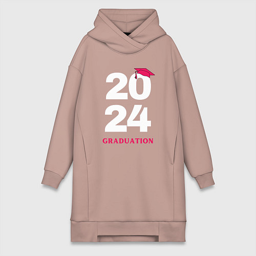 Женская толстовка-платье Выпуск 2024 - окончание школы -ВУЗа / Пыльно-розовый – фото 1
