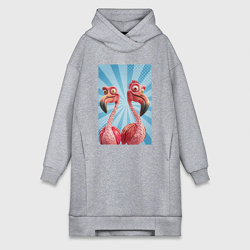 Женская толстовка-платье Два радостных фламинго / Меланж – фото 1