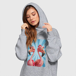 Женское худи-платье Два радостных фламинго, цвет: меланж — фото 2