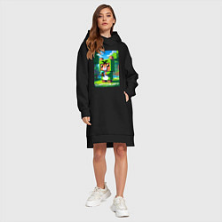 Женское худи-платье Capybara and Minecraft collaboration - ai art, цвет: черный — фото 2