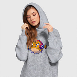 Женское худи-платье Рыбка пухляш, цвет: меланж — фото 2
