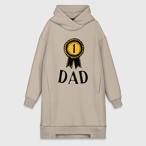 Женская толстовка-платье Папаня номер один / Миндальный – фото 1