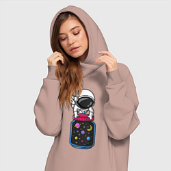 Женское худи-платье Космос в баночке, цвет: пыльно-розовый — фото 2