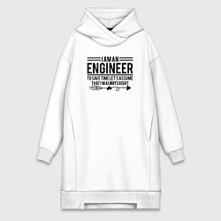 Женское худи-платье I am an engineer, цвет: белый