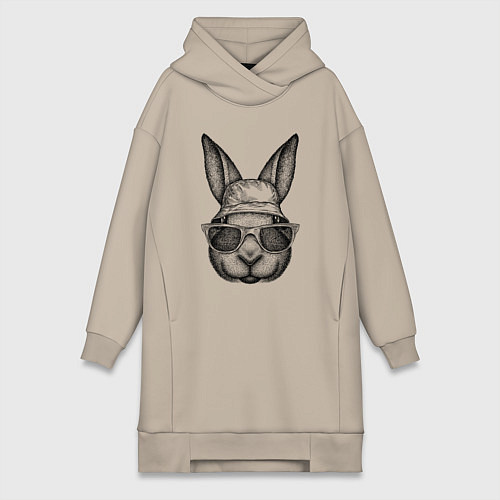 Женская толстовка-платье Зайка-хипстер / Миндальный – фото 1