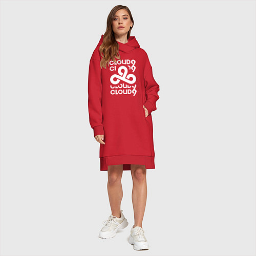 Женская толстовка-платье Cloud9 - in logo / Красный – фото 4