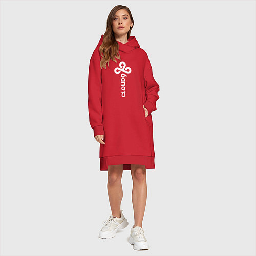 Женская толстовка-платье Cloud9 - vertical logo / Красный – фото 4