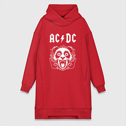 Женское худи-платье AC DC rock panda, цвет: красный