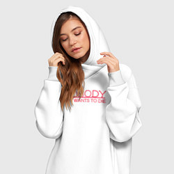 Женское худи-платье Nobody wants to die logo, цвет: белый — фото 2
