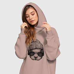 Женское худи-платье Кролик-хипстер, цвет: пыльно-розовый — фото 2