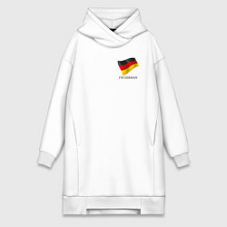 Женское худи-платье Im German - motto, цвет: белый