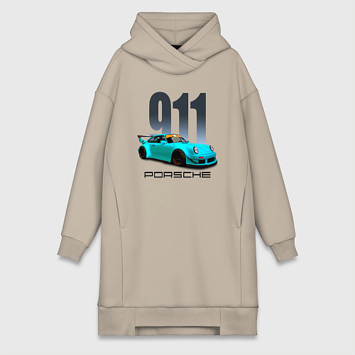 Женская толстовка-платье Cпортивный автомобиль Porsche / Миндальный – фото 1