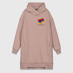 Женское худи-платье Im Armenian - motto, цвет: пыльно-розовый