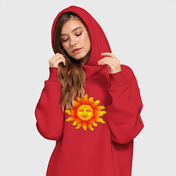 Женское худи-платье Огненное солнце, цвет: красный — фото 2