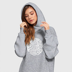 Женское худи-платье Белый кельтский готичный узор, цвет: меланж — фото 2