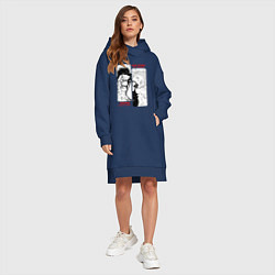 Женское худи-платье Сукуна и Годжо - Магическая битва, цвет: тёмно-синий — фото 2