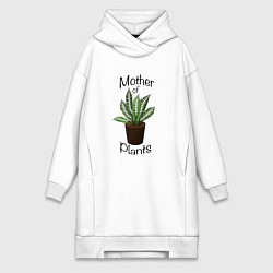 Женское худи-платье Mother of plants - Папоротник, цвет: белый