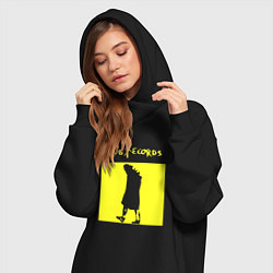 Женское худи-платье Гроб records rock, цвет: черный — фото 2