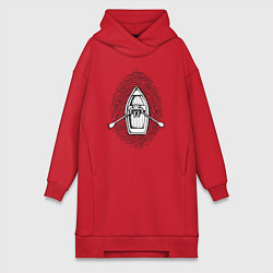 Женское худи-платье Космонавт лодочник, цвет: красный