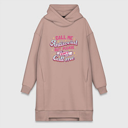 Женское худи-платье Call me antisocial, цвет: пыльно-розовый