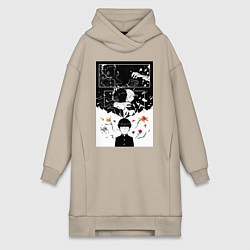Женское худи-платье Моб Психо Шигэо Кагэяма, цвет: миндальный