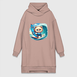 Женская толстовка-платье Котик и виндсерфинг