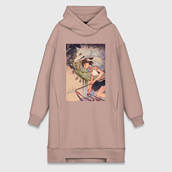 Женская толстовка-платье Принцесса Мононоке - волк Моро