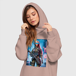 Женское худи-платье Barbie military - special forces, цвет: пыльно-розовый — фото 2