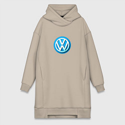 Женское худи-платье Volkswagen logo blue, цвет: миндальный