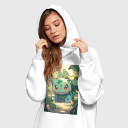 Женское худи-платье Покемон Бульбазавр, цвет: белый — фото 2