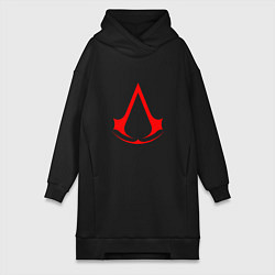 Женское худи-платье Red logo of assassins, цвет: черный