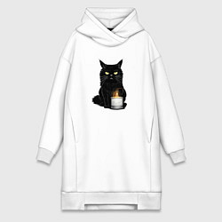 Женское худи-платье Кот с примусом, цвет: белый