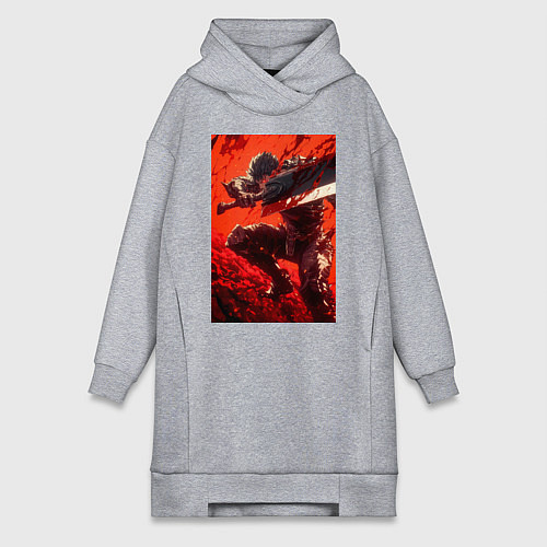 Женская толстовка-платье Берсерк Гатс Чёрный мечник проклятый / Меланж – фото 1