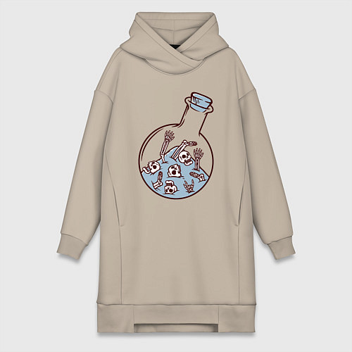 Женская толстовка-платье Скелеты в колбе / Миндальный – фото 1