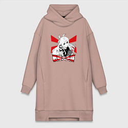 Женское худи-платье Боевой отряд Полный провал Юмэко, цвет: пыльно-розовый