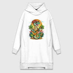 Женская толстовка-платье Веселая змея играет на гитаре