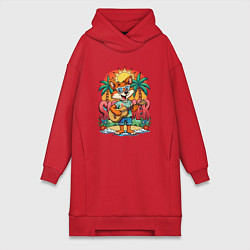 Женская толстовка-платье Лисица с гитарой жаркое лето