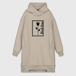 Женское худи-платье Черная роза в рамке, цвет: миндальный