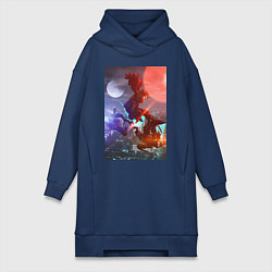 Женское худи-платье Моя геройская академия Кацуки Бакуго Идзуку Мидори, цвет: тёмно-синий