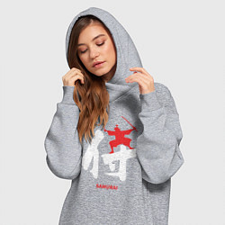 Женское худи-платье Иероглиф красный самурай, цвет: меланж — фото 2