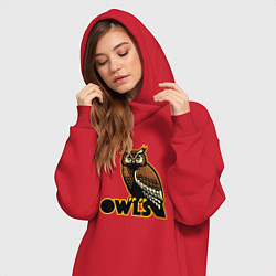 Женское худи-платье Owls, цвет: красный — фото 2