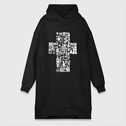 Женское худи-платье Depeche mode - logo, symbolism, цвет: черный