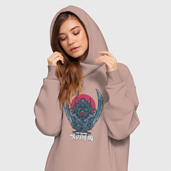 Женское худи-платье Клинок, рассекающий демонов Инозука катана, цвет: пыльно-розовый — фото 2