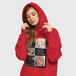 Женское худи-платье Марин Китагава коллаж, цвет: красный — фото 2