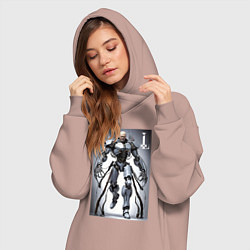 Женское худи-платье Cyber Lenin - armor on suction cups, цвет: пыльно-розовый — фото 2
