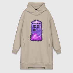 Женское худи-платье Violet tardis, цвет: миндальный